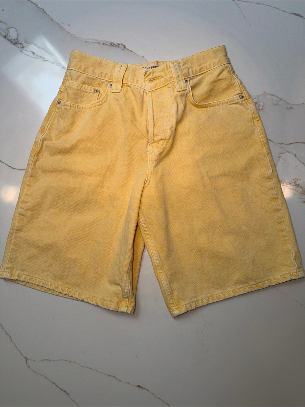 Free People Montana Soft Yellow Denim Shorts Size 25